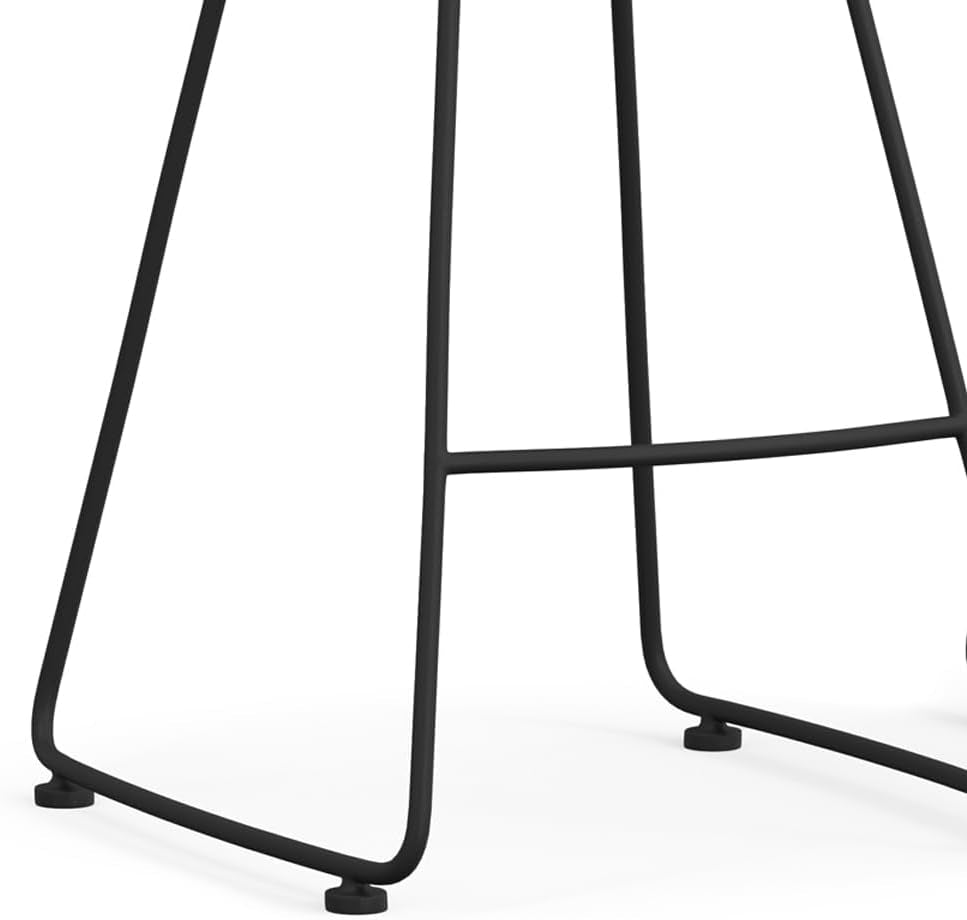 Amberly Natural 24 Inch Saddle Counter Height Bar Stool Set black metal frame close-up detail