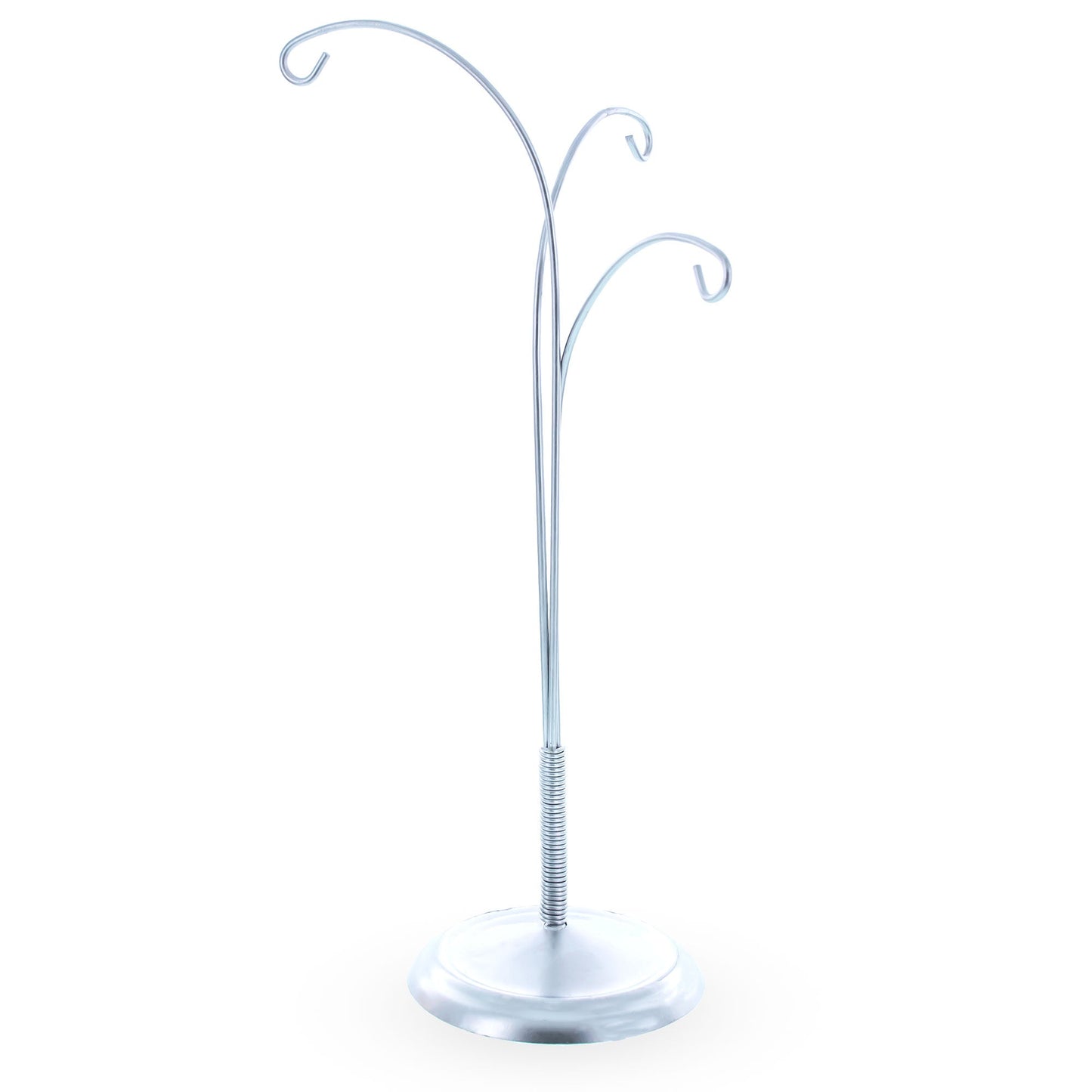 3-Arm Botanical Style Silver Metal Ornament Display Stand 12 Inches (Poland)