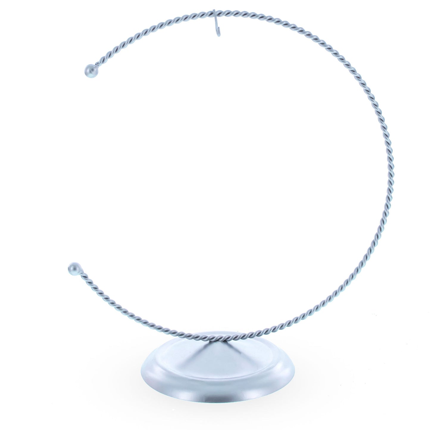 Crescent Moon Twisted Silver Metal Ornament Display Stand 9 Inches (Poland)
