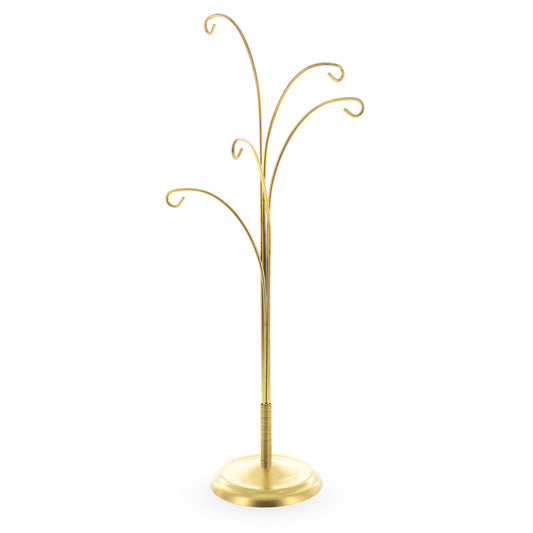 5-Arm Scroll Tree Branches Gold Metal Ornament Display Stand 14.5 Inches (Poland)