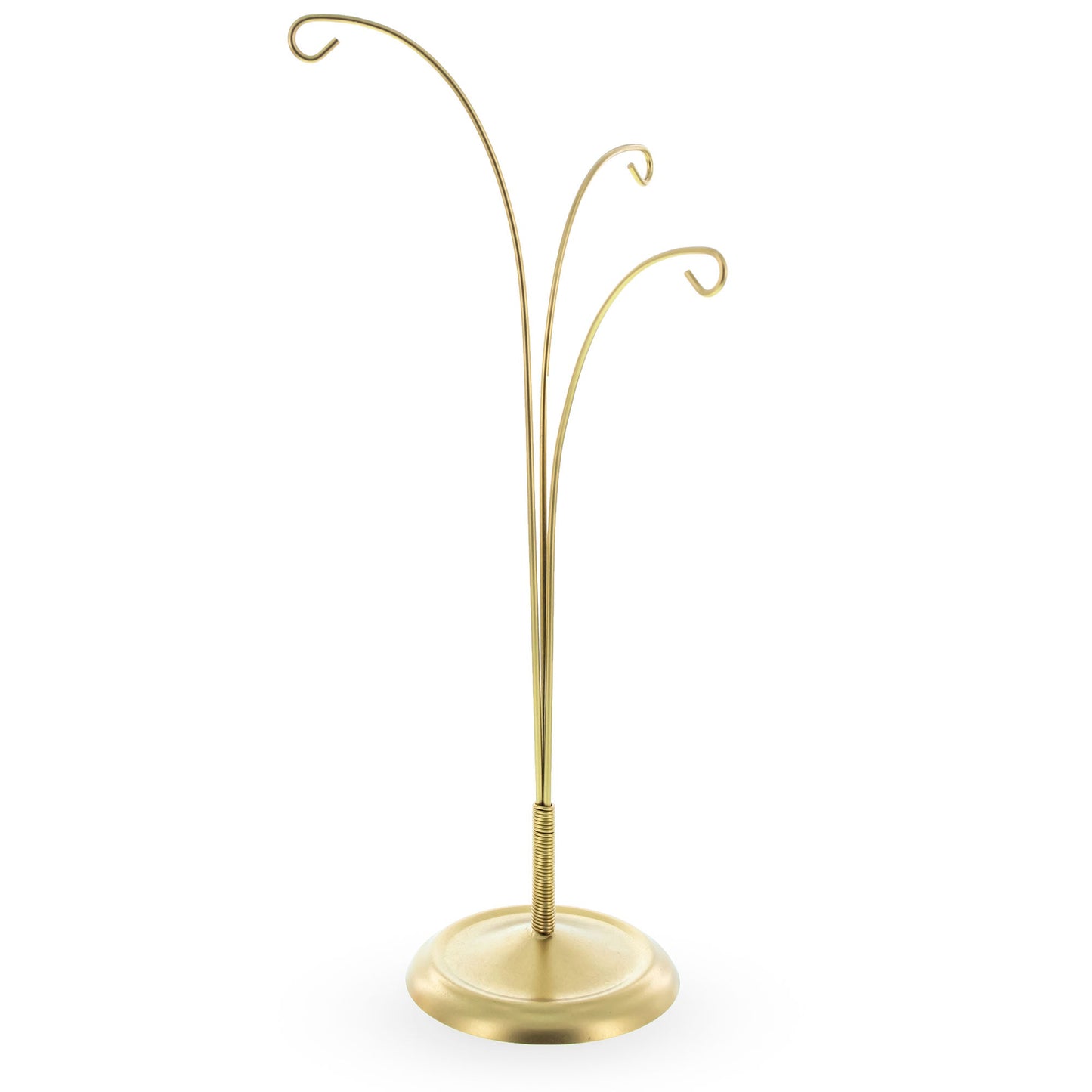 3-Arm Botanical Style Gold Metal Ornament Display Stand 12 Inches (Poland)