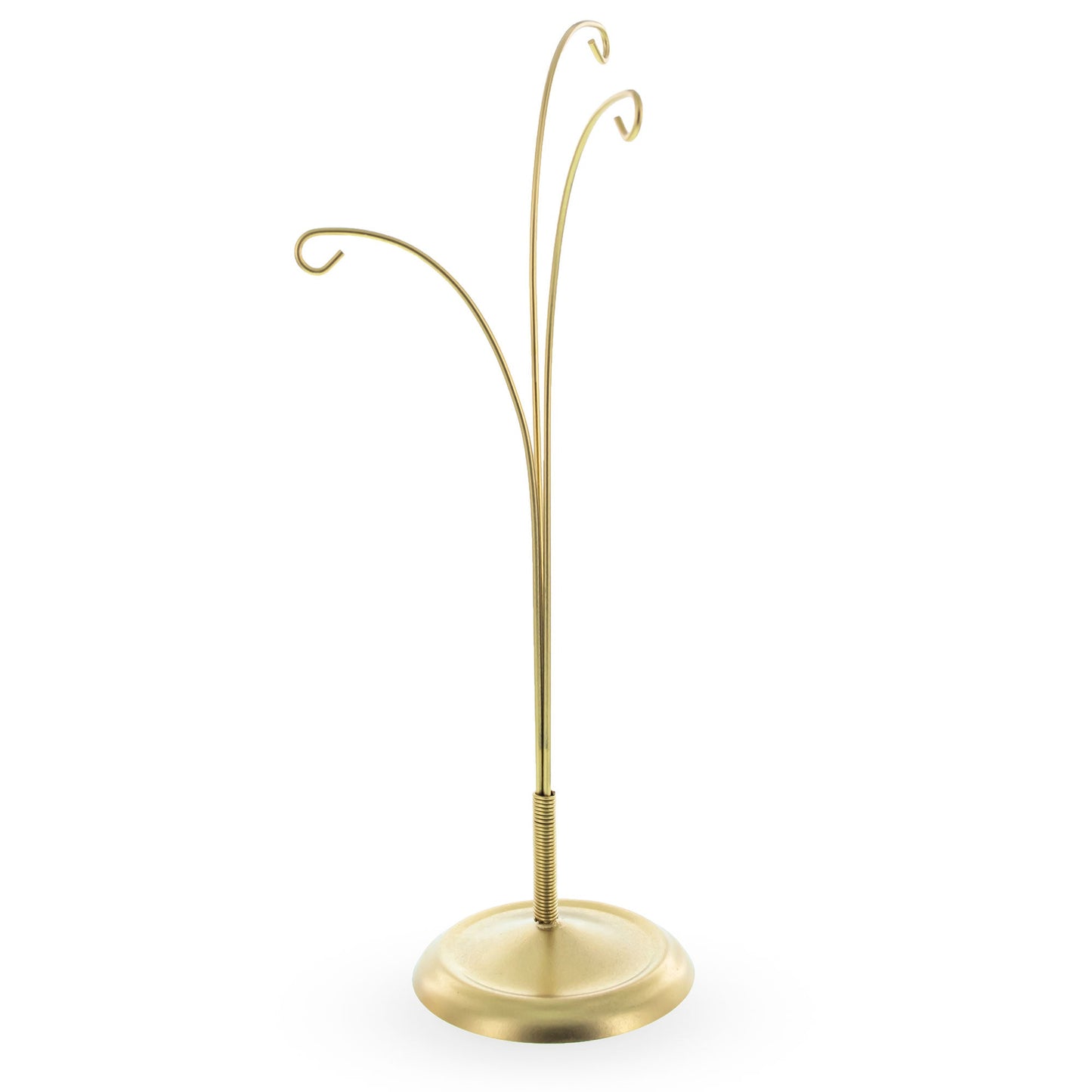 3-Arm Botanical Style Gold Metal Ornament Display Stand 12 Inches (Poland)
