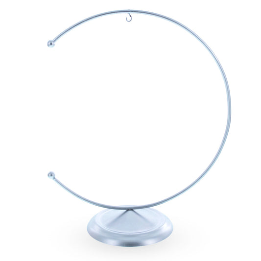 Crescent Moon Silver Metal Ornament Display Stand 8.8 Inches (Poland)