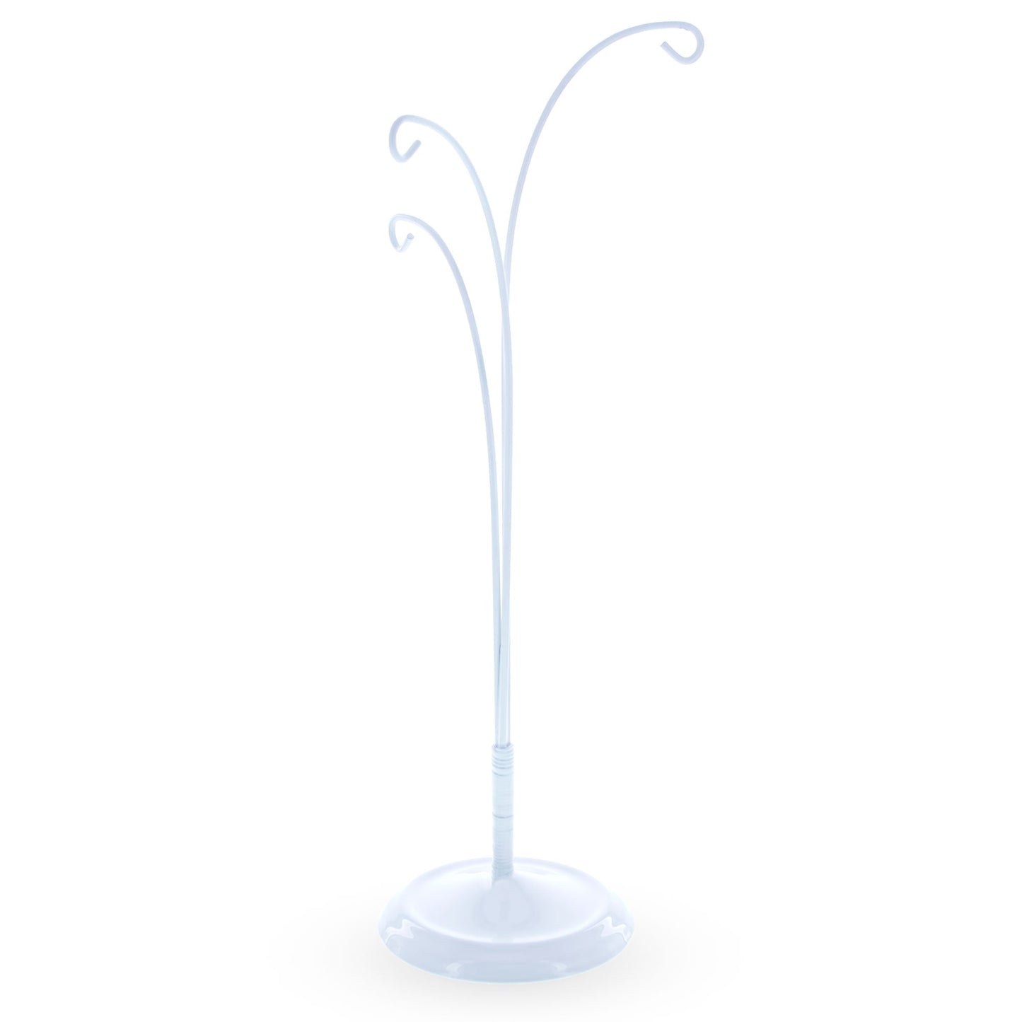 3-Arm Botanical Style White Painted Metal Ornament Display Stand 12 Inches (Poland)