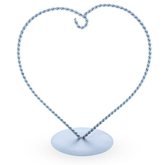 Heart-Shaped Twisted Silver Metal Ornament Display Stand 6.2 Inches (Poland)