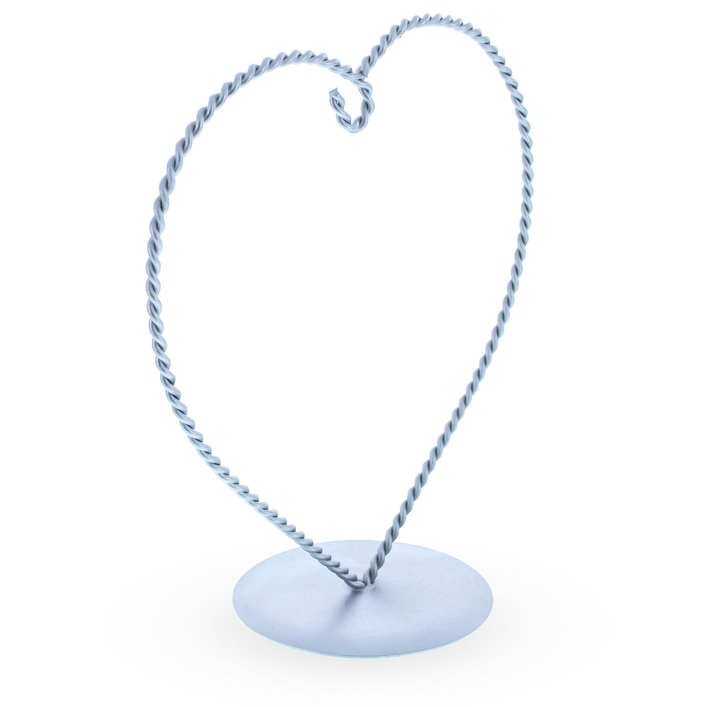 Heart-Shaped Twisted Silver Metal Ornament Display Stand 6.2 Inches (Poland)
