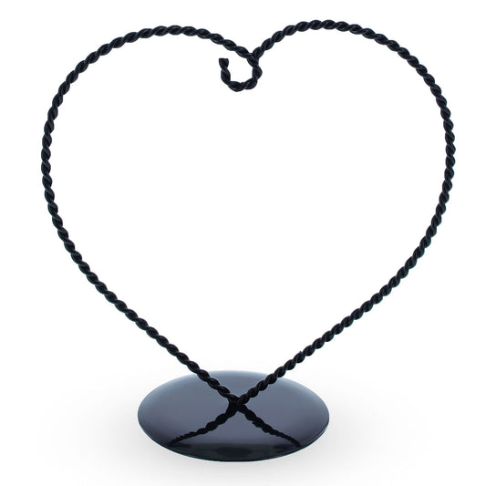 Heart-Shaped Twisted Black Painted Metal Ornament Display Stand 6.2 Inches (Poland)