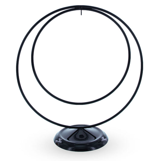 Contemporary Double Circle Black Painted Metal Ornament Display Stand 8.2 Inches (Poland)