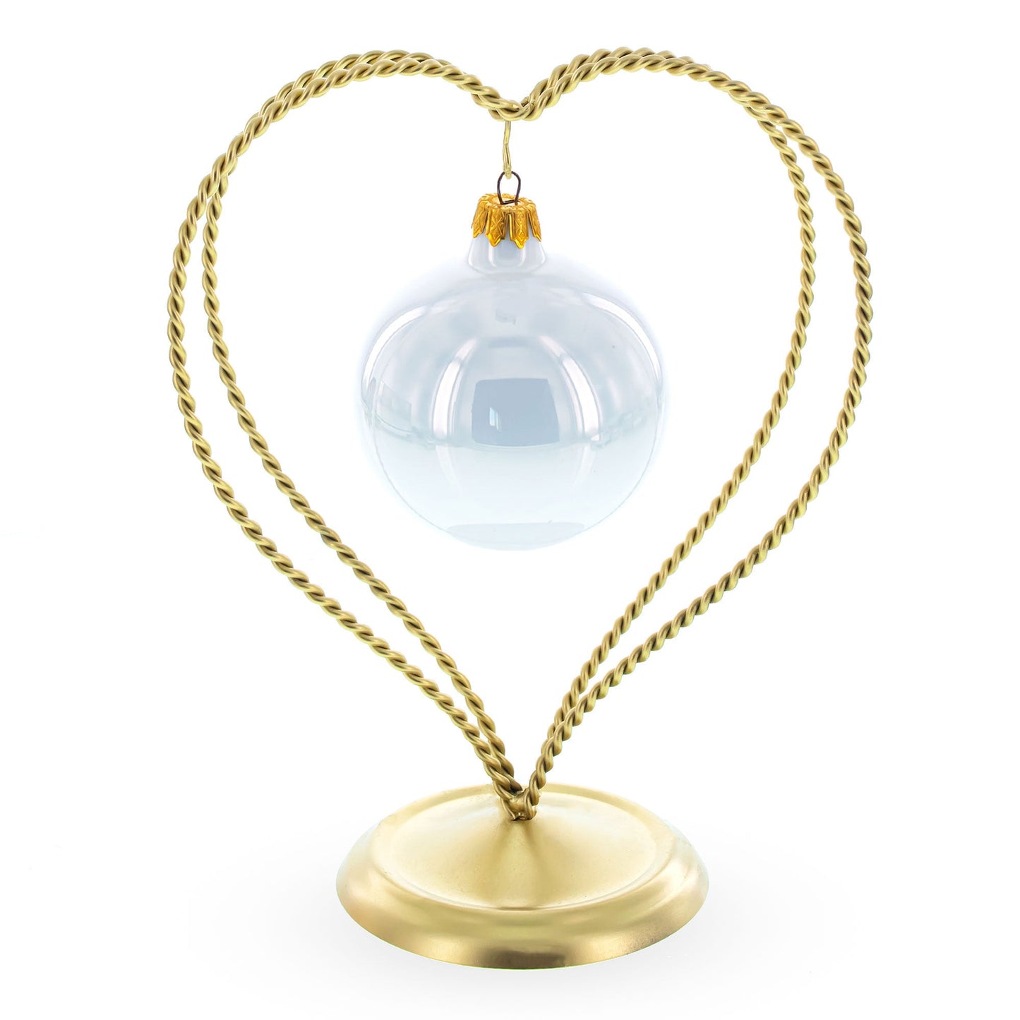 Double Wire Heart Twisted Gold Metal Ornament Display Stand 7.8 Inches (Poland)