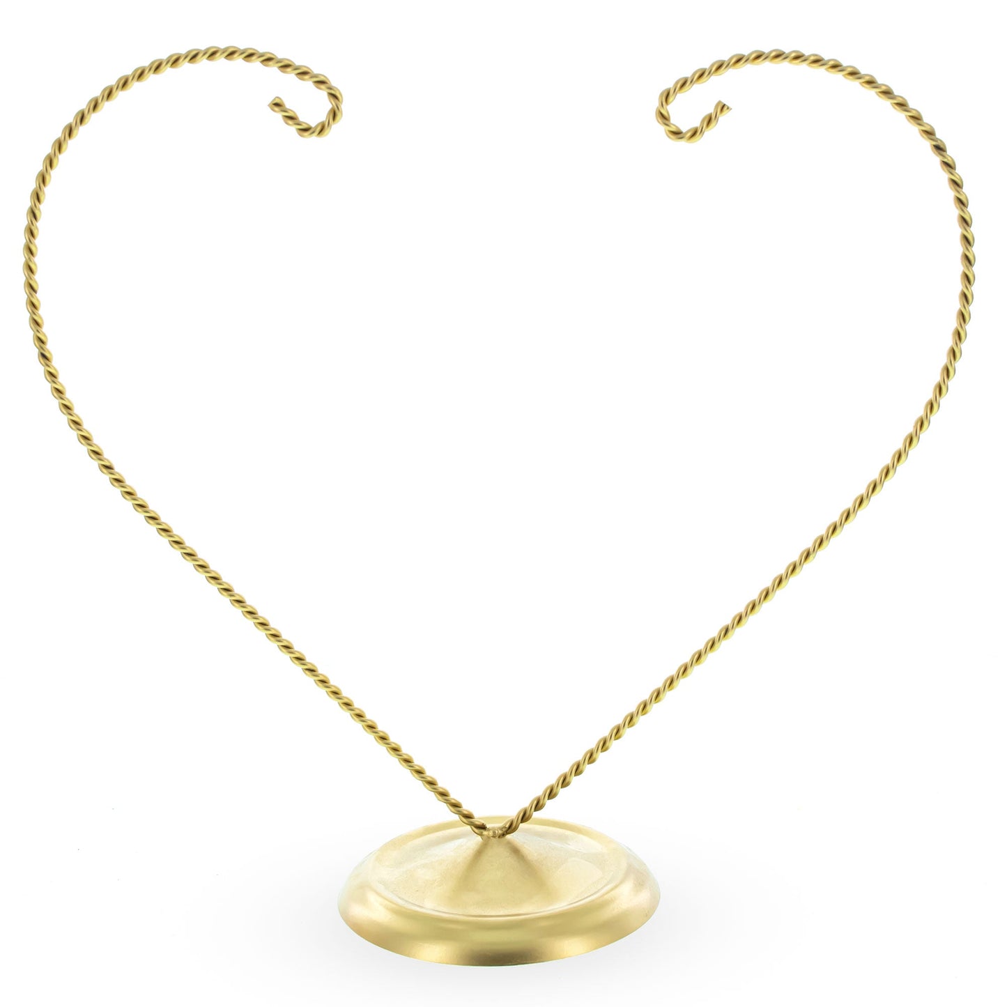 Open-Top Heart Twisted Gold Metal Ornament Display Stand 9 Inches (Poland)