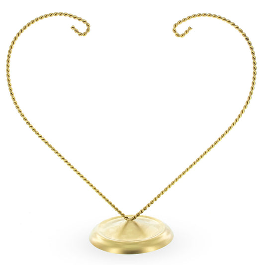 Open-Top Heart Twisted Gold Metal Ornament Display Stand 9 Inches (Poland)