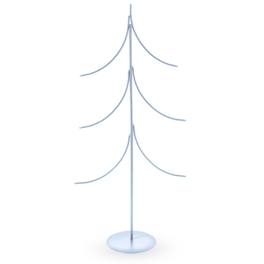 6-Arm Tiered Tree Silver Metal Ornament Display Stand 14 Inches (Poland)