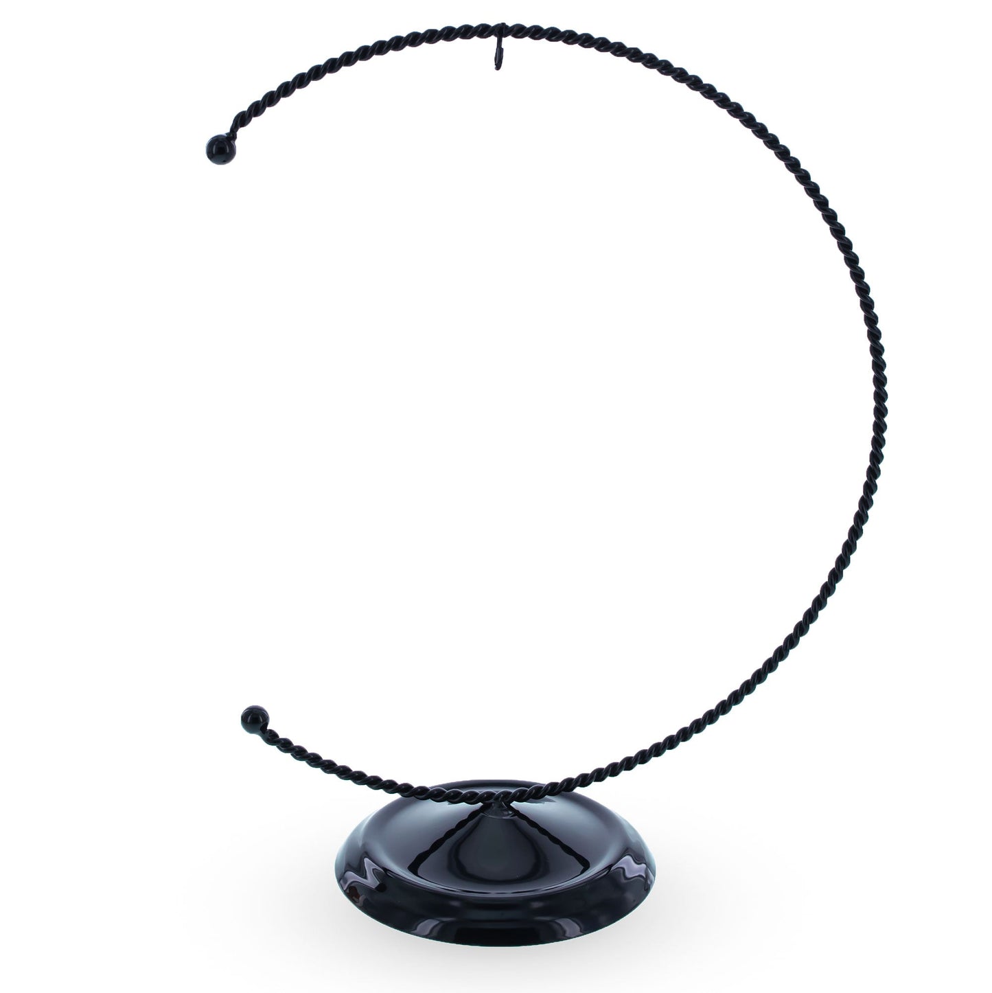 Crescent Moon Twisted Black Painted Metal Ornament Display Stand 9 Inches (Poland)