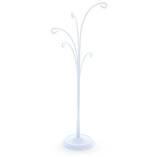 5-Arm Scroll Tree Branches White Painted Metal Ornament Display Stand 14.5 Inches (Poland)