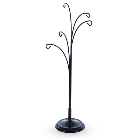 5-Arm Scroll Tree Branches Black Painted Metal Ornament Display Stand 14.5 Inches (Poland)