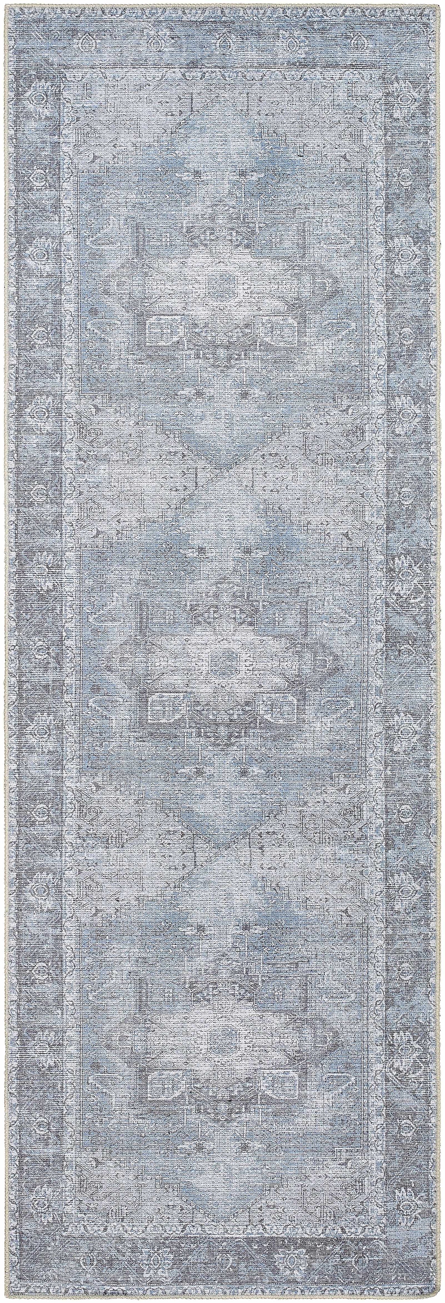 Rosman Blue Washable Area Rug