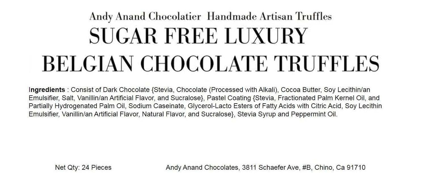 Andy Anand Sugar Free Belgian Chocolate Truffles – 16 Pc Luxury Assorted Flavors, 60% Cocoa Butter