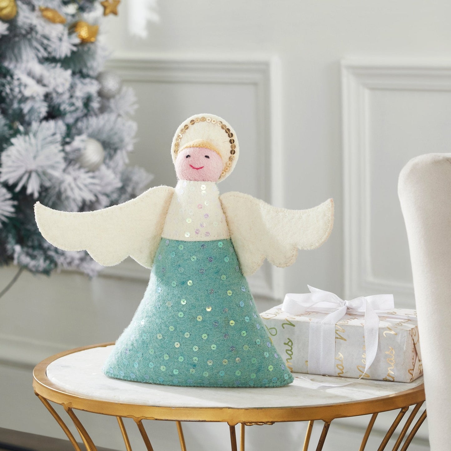 Handmade Blue Angel Christmas Tree Topper Arcadia Home