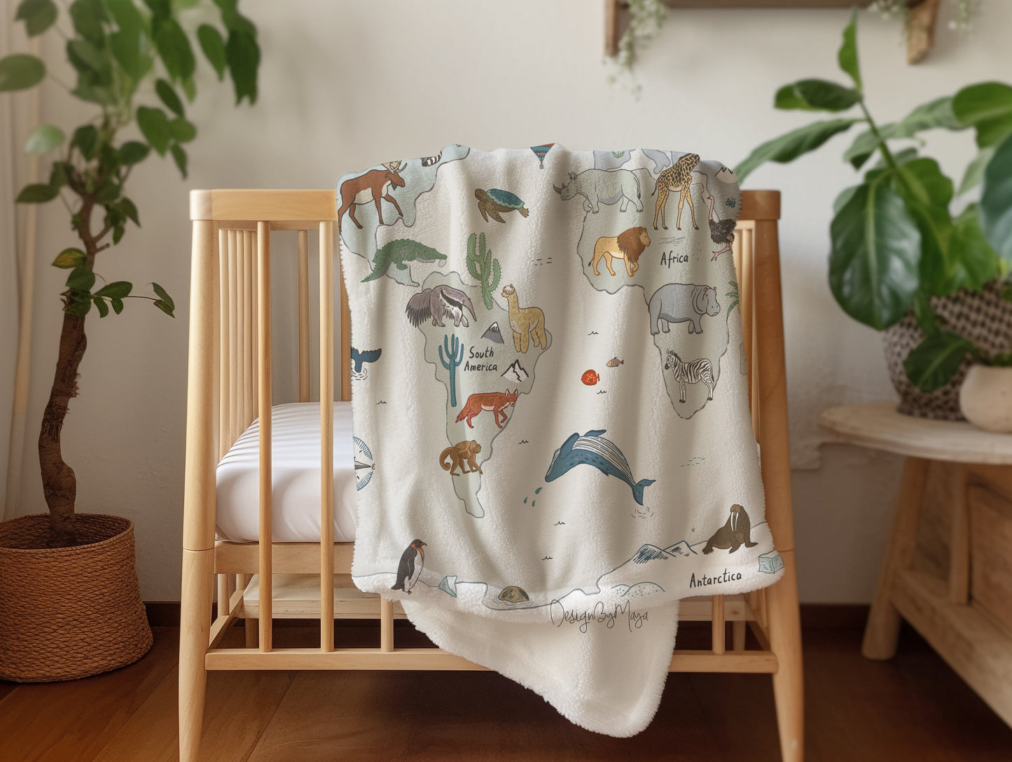 Baby Animals Safari - Vintage Baby Blanket