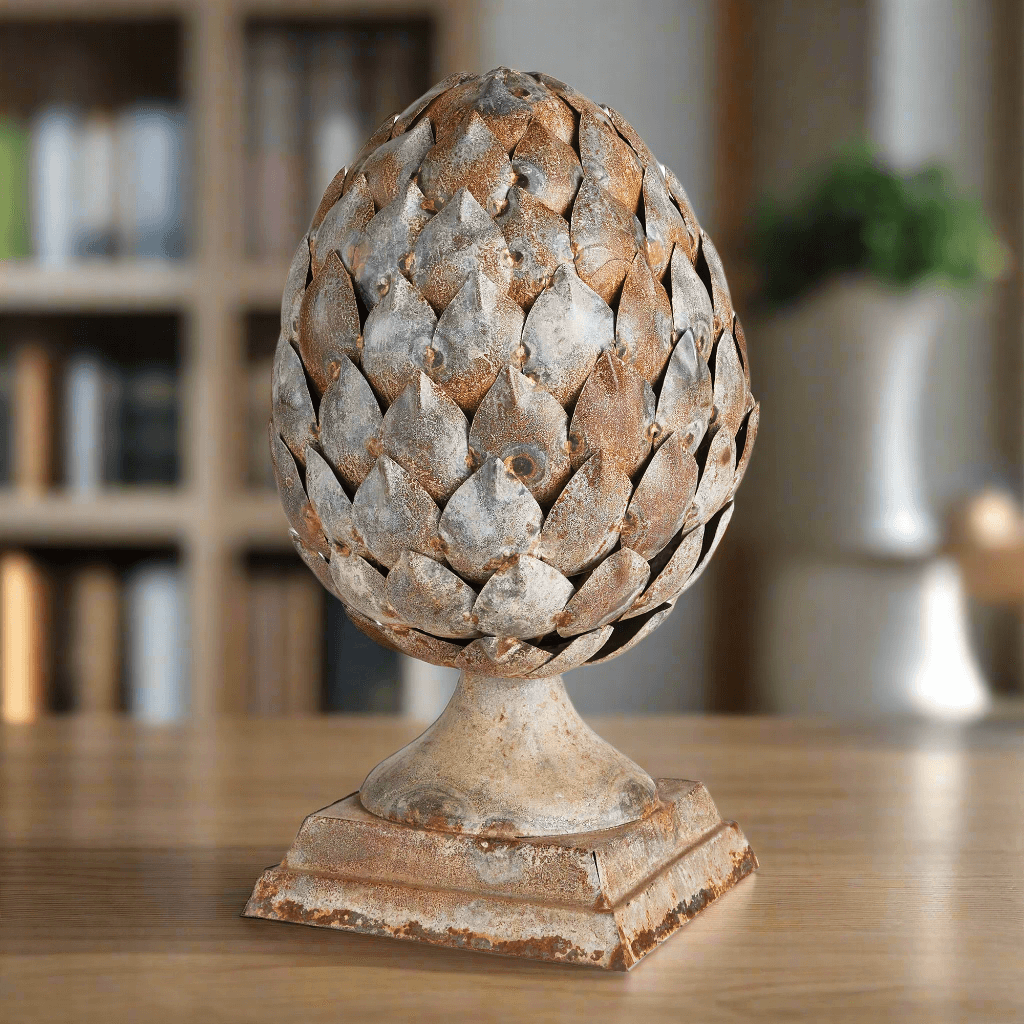 Antique Artichoke Ornament on Pedestal Base