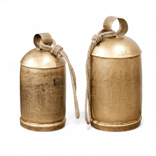 Distressed Gold Bell with Rope Hanger | 2 Sizes
