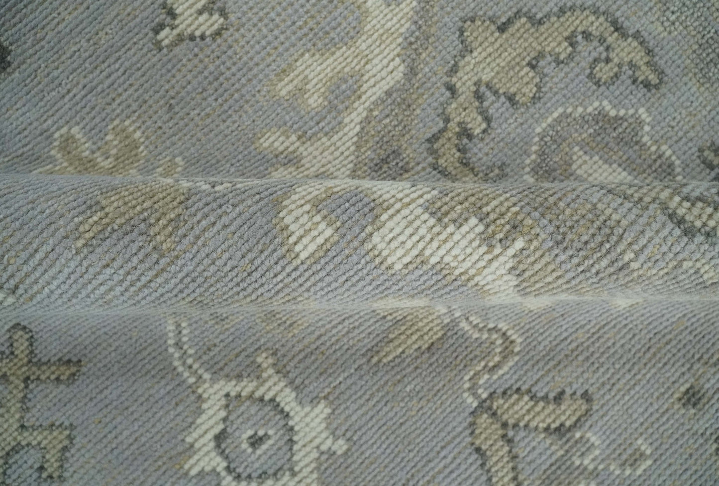 Antique Muted Silver Rug 8x11 Hand Knotted Turkish Silver, Beige and Brown Traditional Antique Persian Low Pile Area Rug