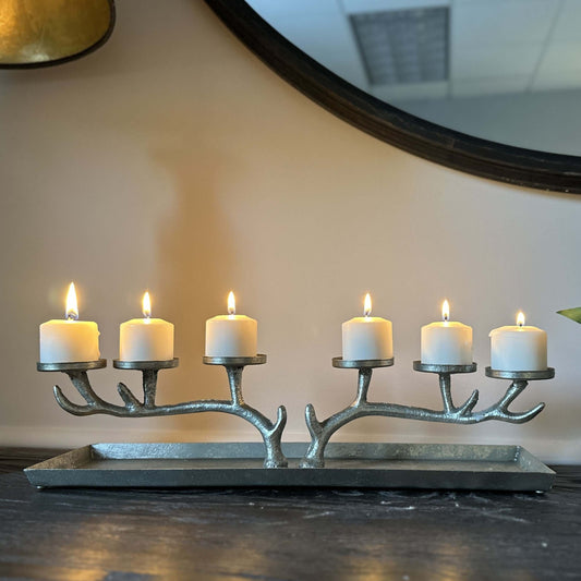 Antique Silver Branch Candle Holder