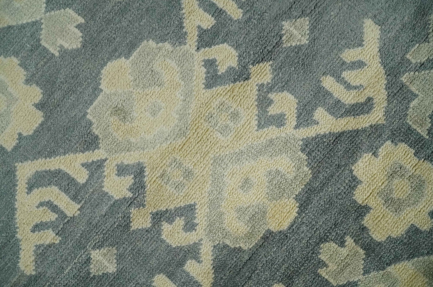 Antique Style 6x9 Hand Knotted Beige and Charcoal Traditional Wool Rug | N35669