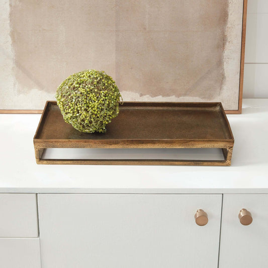 Antique Brass Raised Display Tray