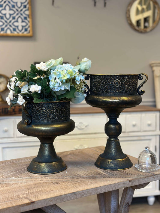 Antique Bronze Ornate Metal Urns