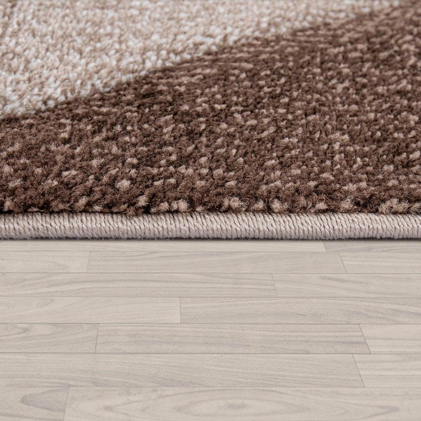 Living Room Rug Madeira Bordered with Geometric Pattern - Brown Beige