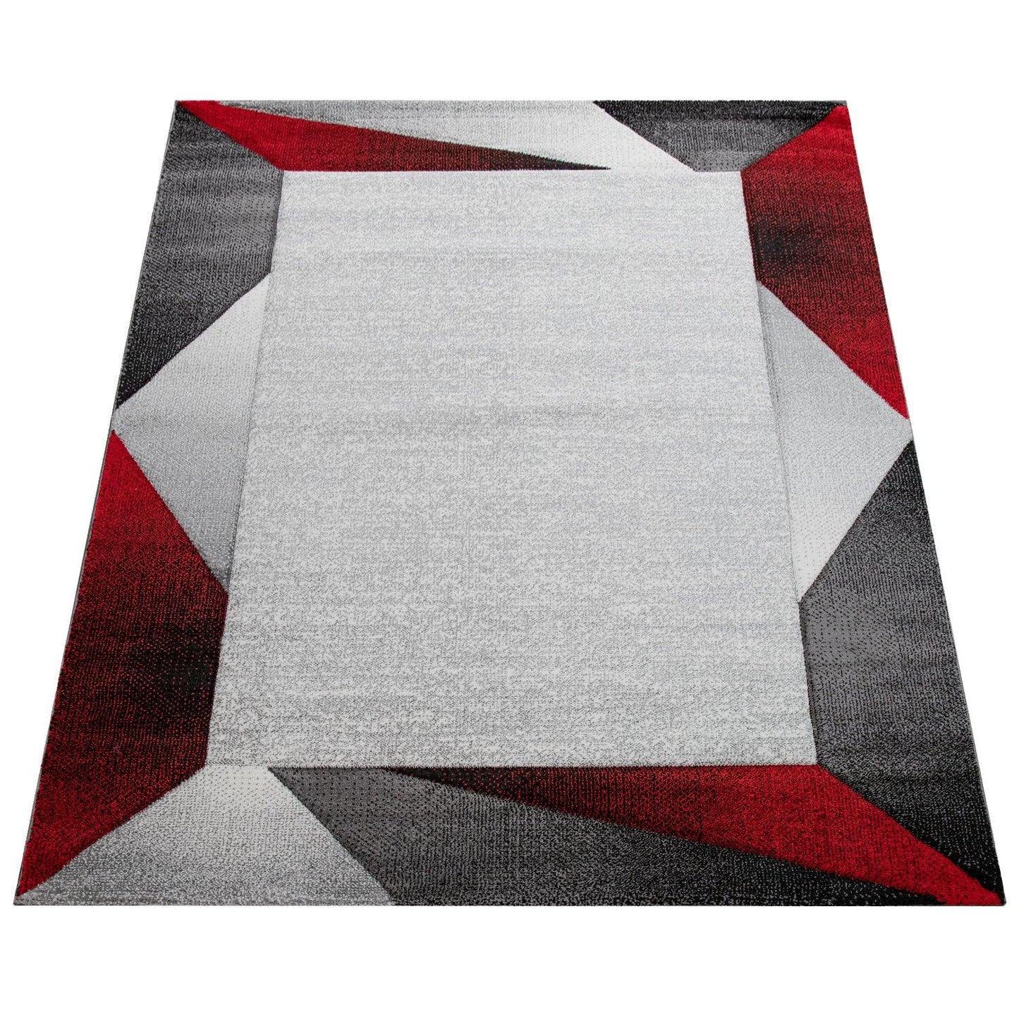 Living Room Rug Madeira Bordered with Geometric Pattern - Grey