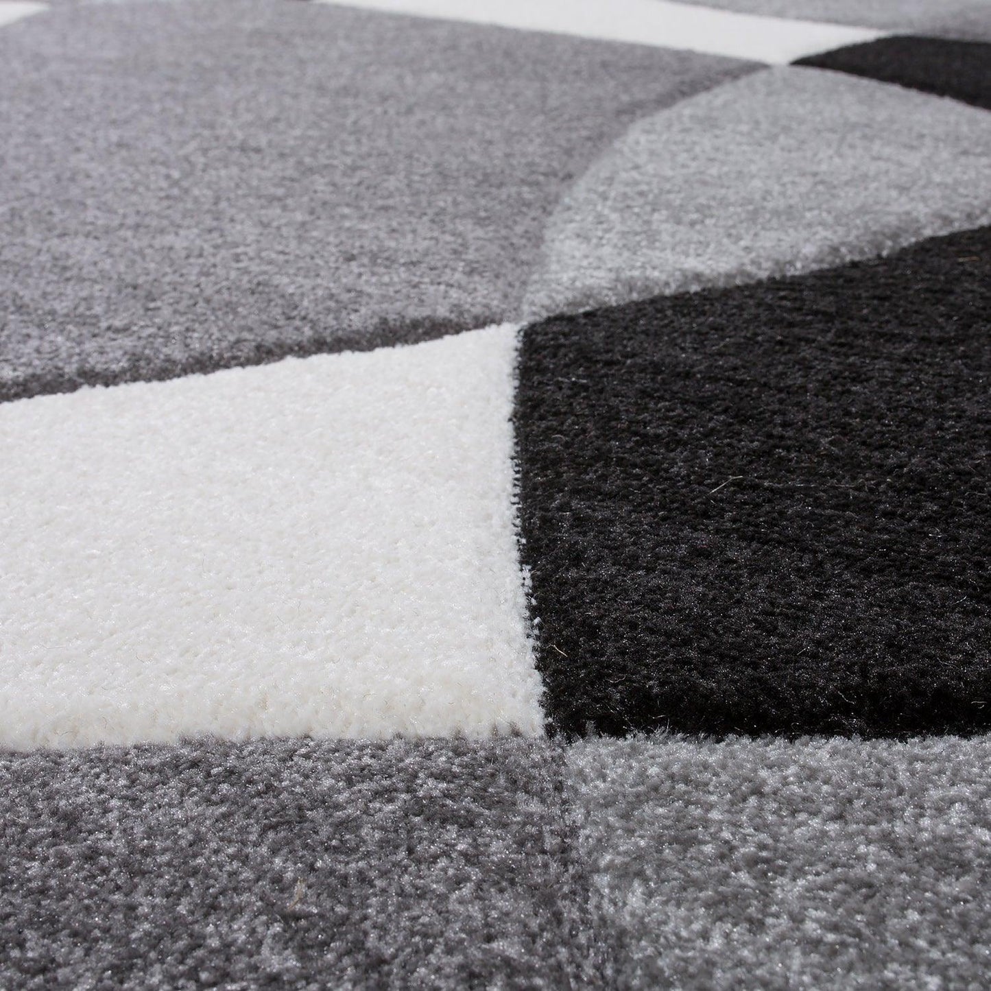 Area Rug Madeira Abstract Curved Pattern - Black White