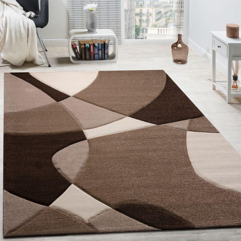 Area Rug Madeira Abstract Curved Pattern - Brown Beige