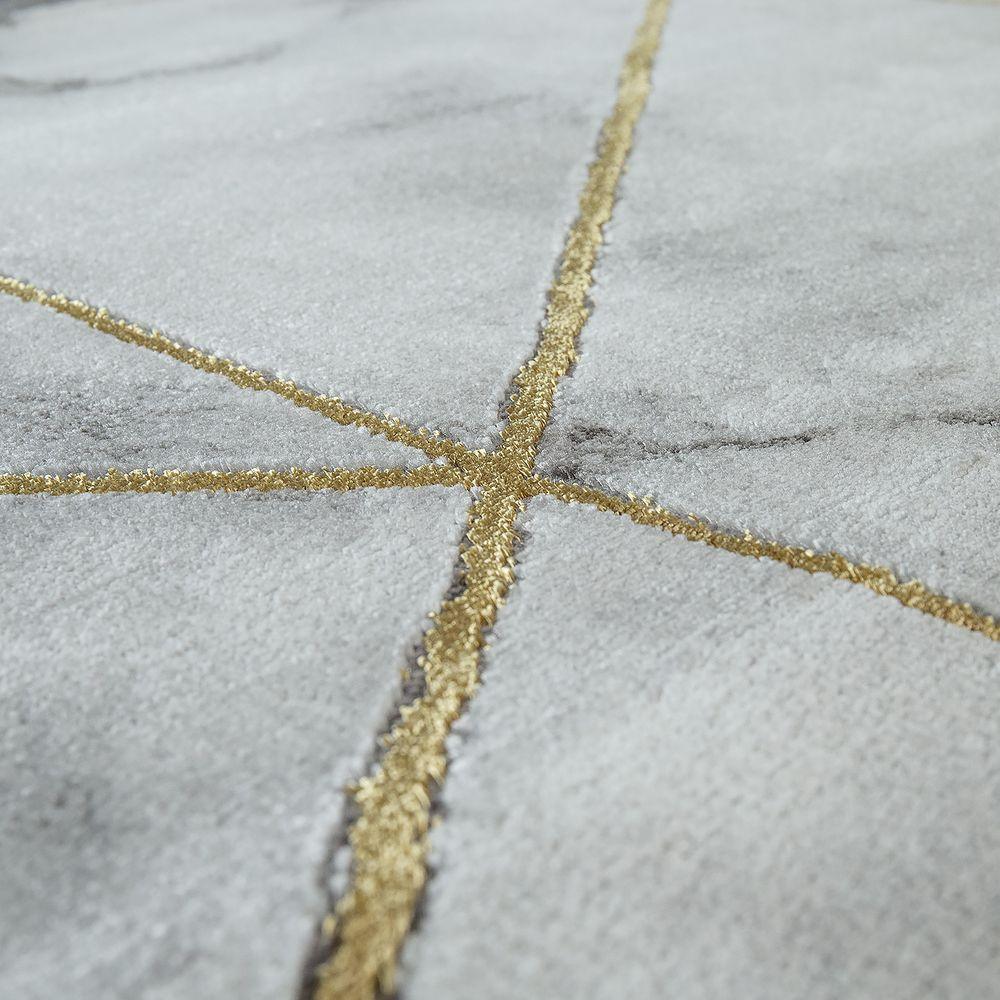 Area Rug Marble Pattern Hardwearing in Grey Gold Cream