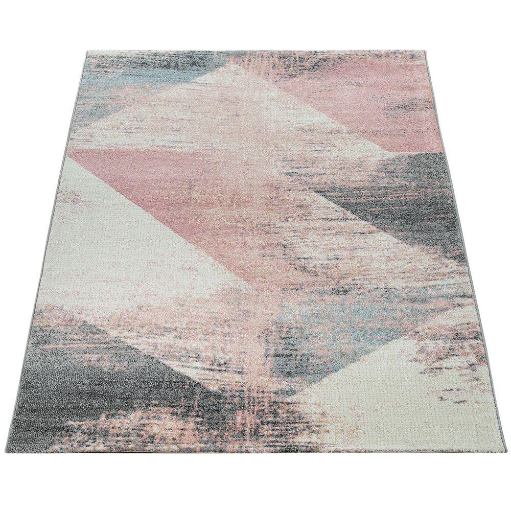 Area Rug Mero Modern Abstract Design - Pink White Grey