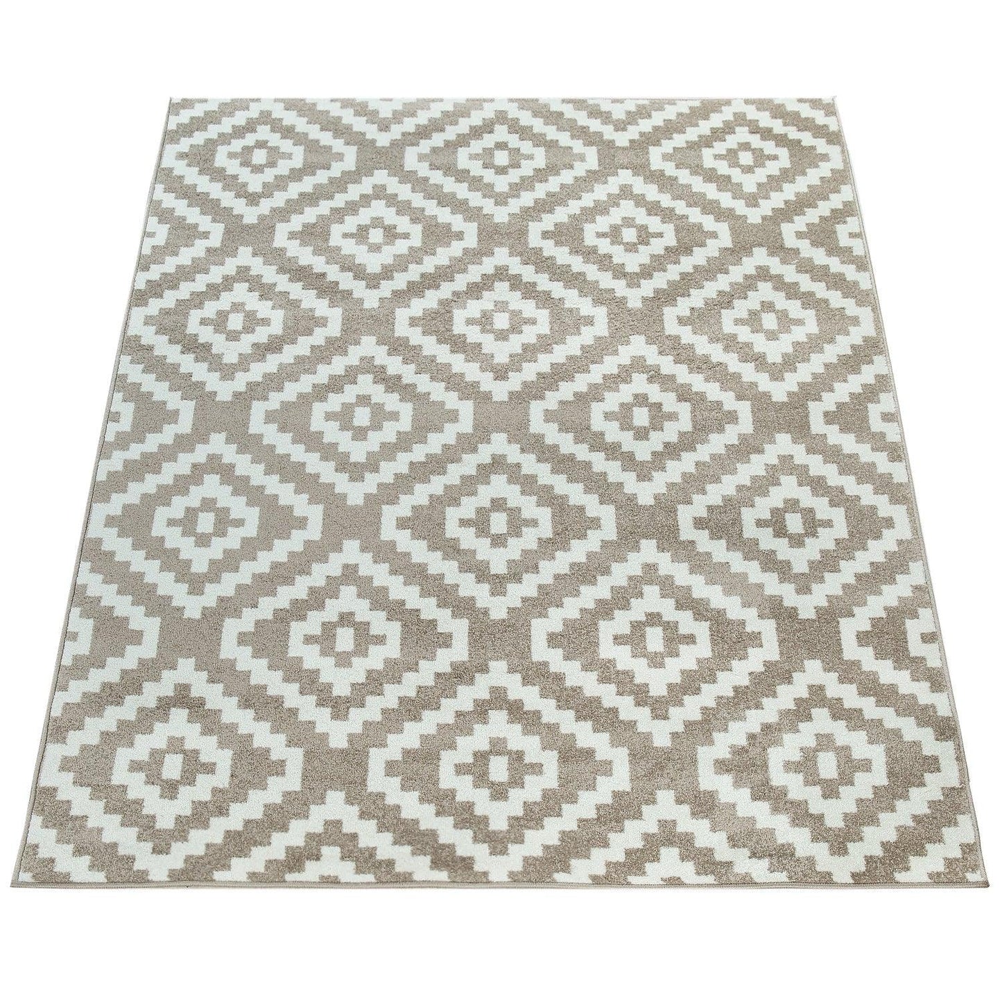 Area Rug Stella Moroccan Diamond Pattern - Pastel Beige White