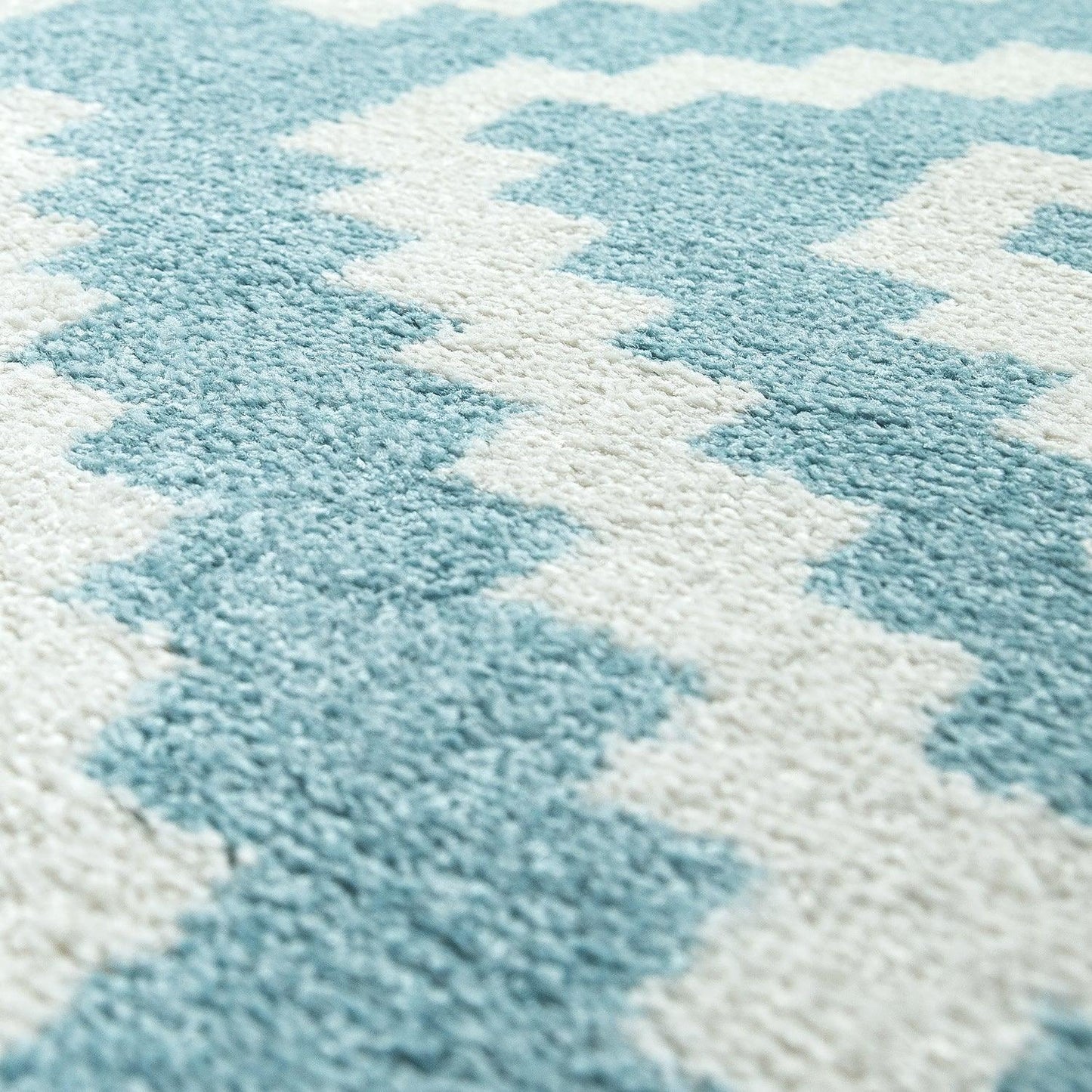 Area Rug Stella Moroccan Diamond Pattern - Pastel Blue White