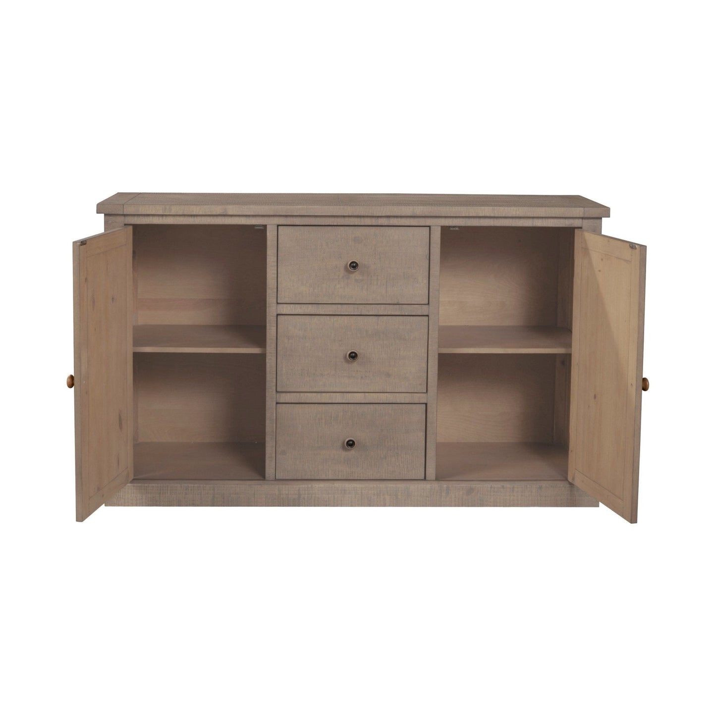Arlo Sideboard with open doors and drawers, showcasing spacious storage and stylish design for modern homes.