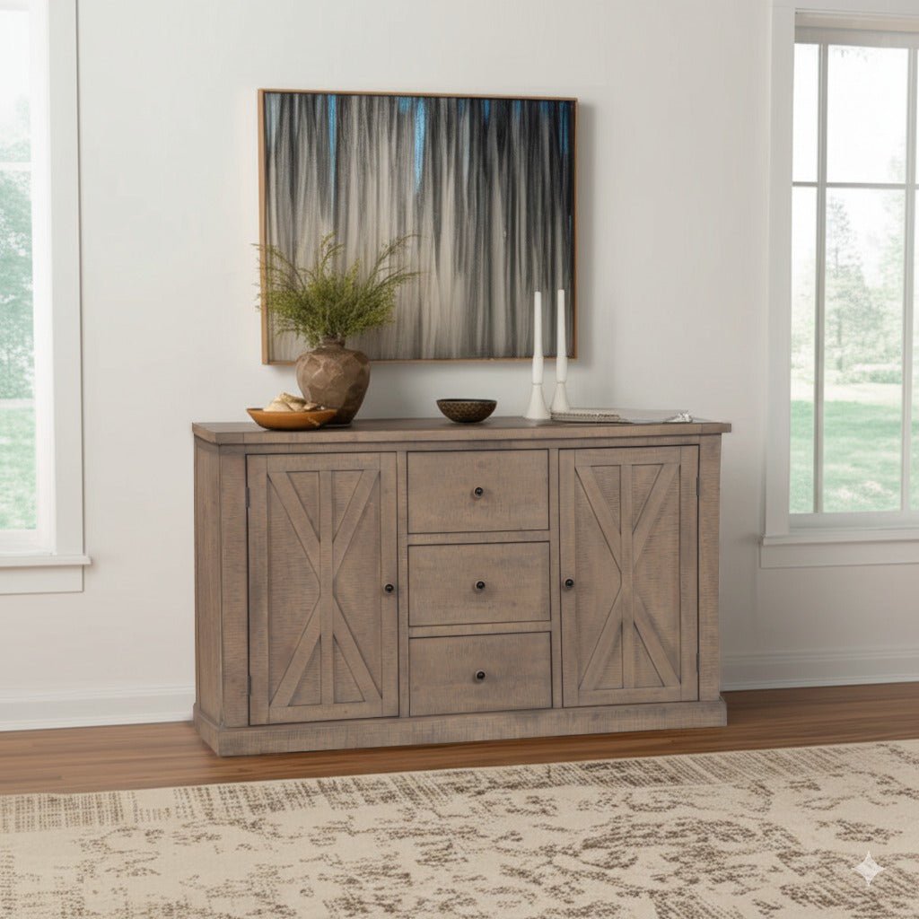 Arlo Sideboard displayed in a modern home interior, featuring spacious cabinets and stylish design.