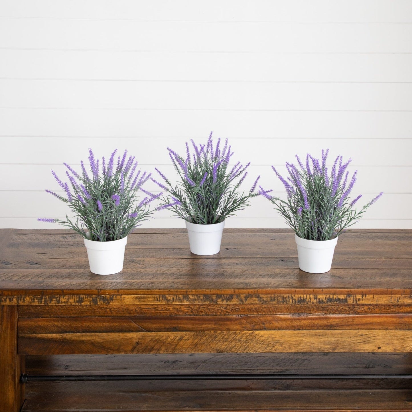 11” Artificial Lavender Plant in White Pot - Set of 3