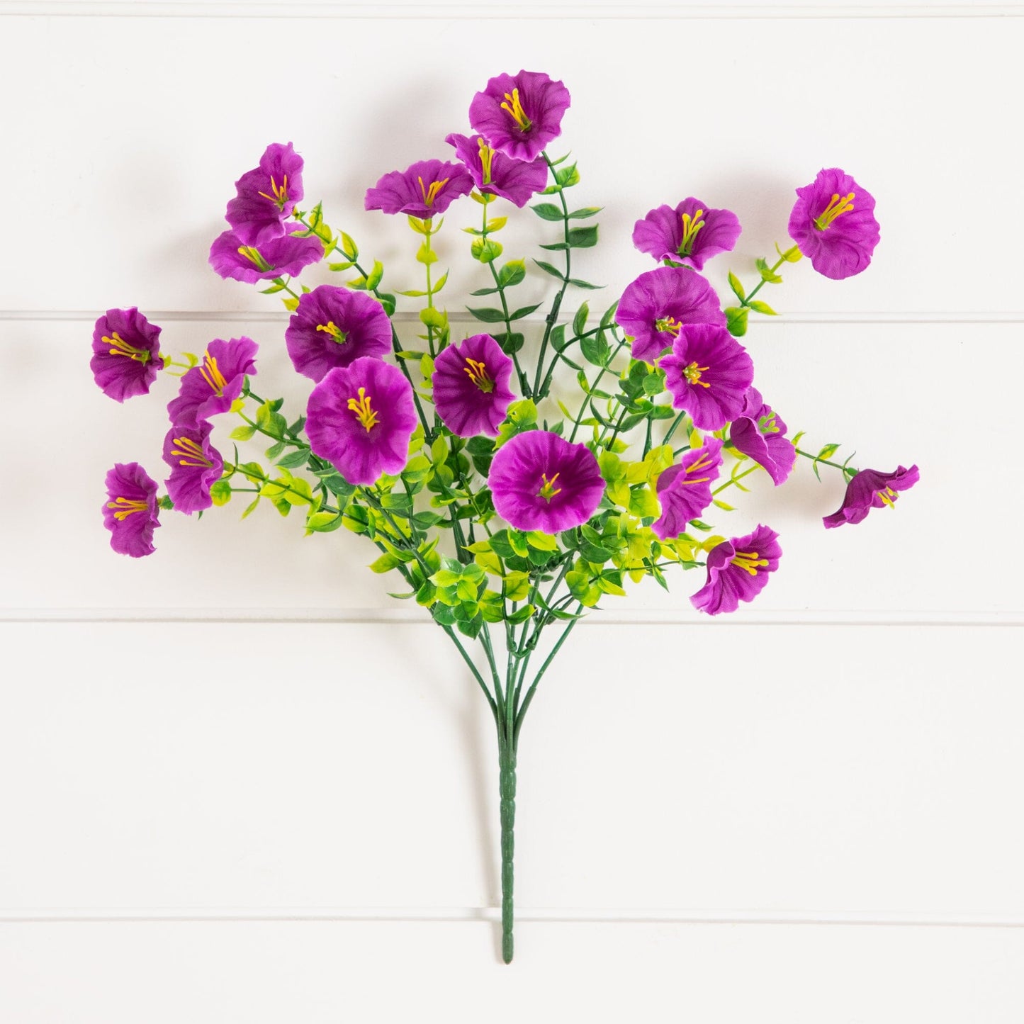 14" UV Resistant Artificial Morning Glory Bush (Indoor/Outdoor) - Set of 12