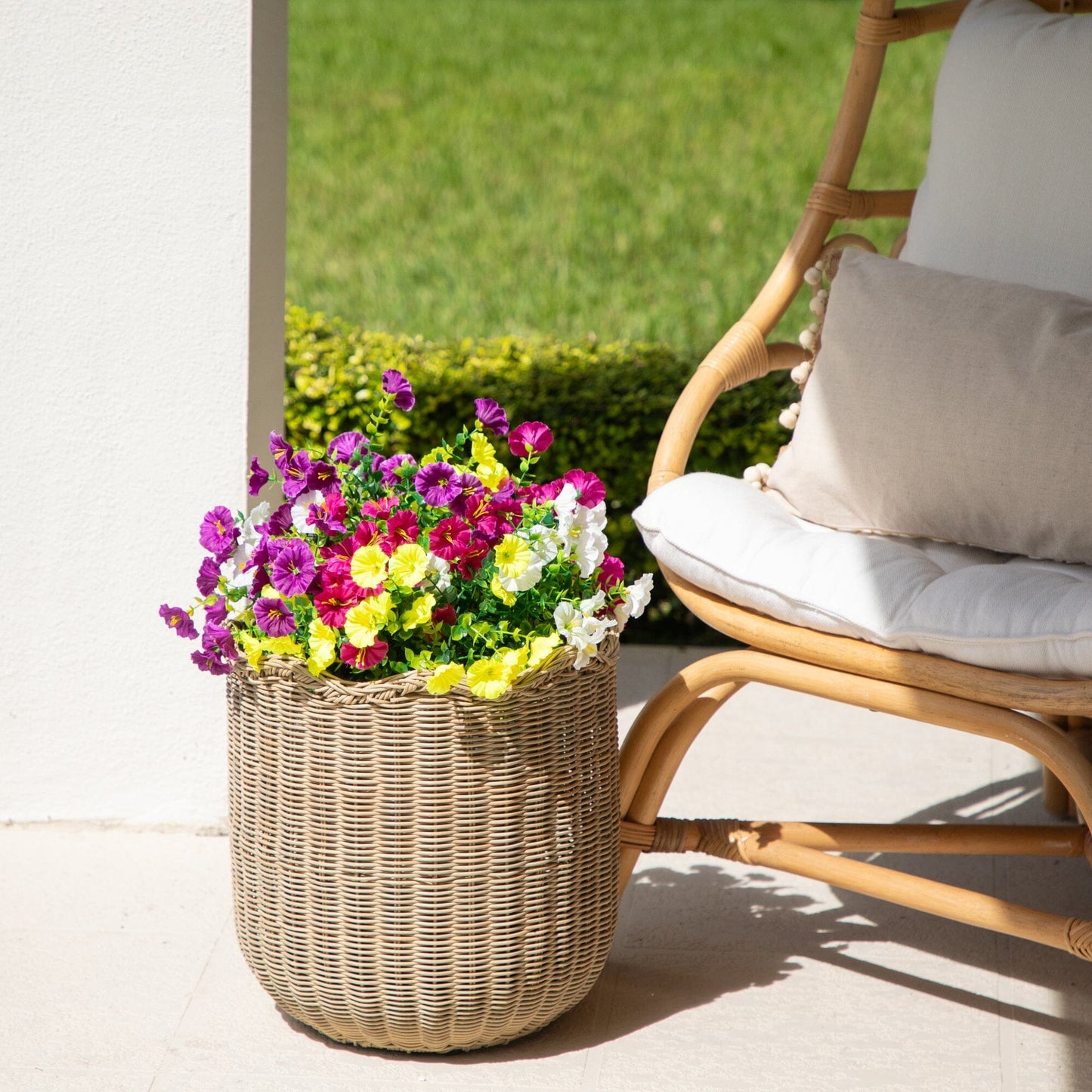14" UV Resistant Artificial Morning Glory Bush (Indoor/Outdoor) - Set of 12
