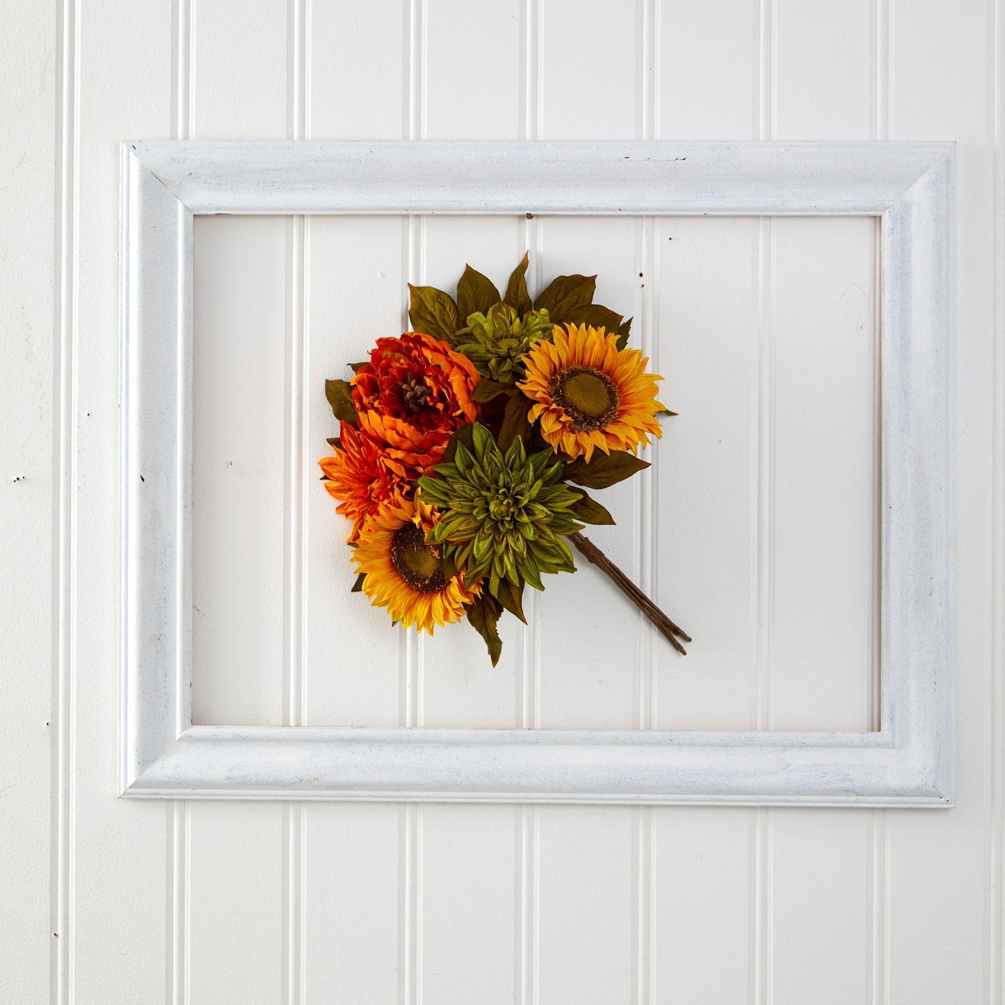 16” Peony, Dahlia and Sunflower Artificial Flower Bouquet (Set of 2)