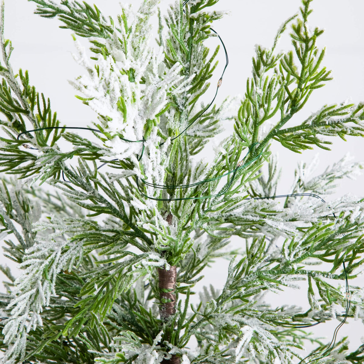 18" Pre-Lit Artificial Mini Snowed Cypress Christmas Tree with 12 LED Lights in  White Ceramic Planter