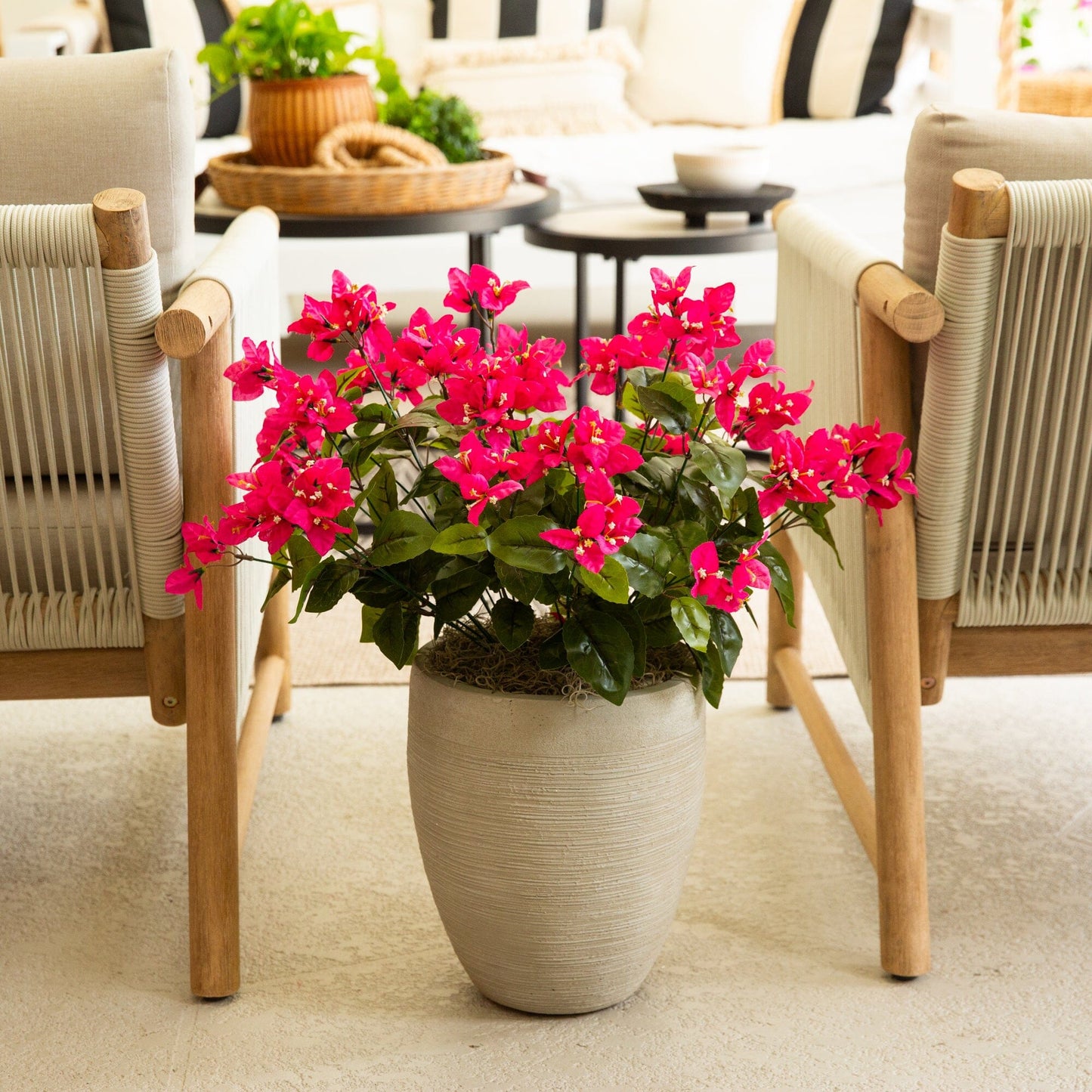 19" UV Resistant Artificial Bougainvillea Bush (Indoor/Outdoor) - Set of 4