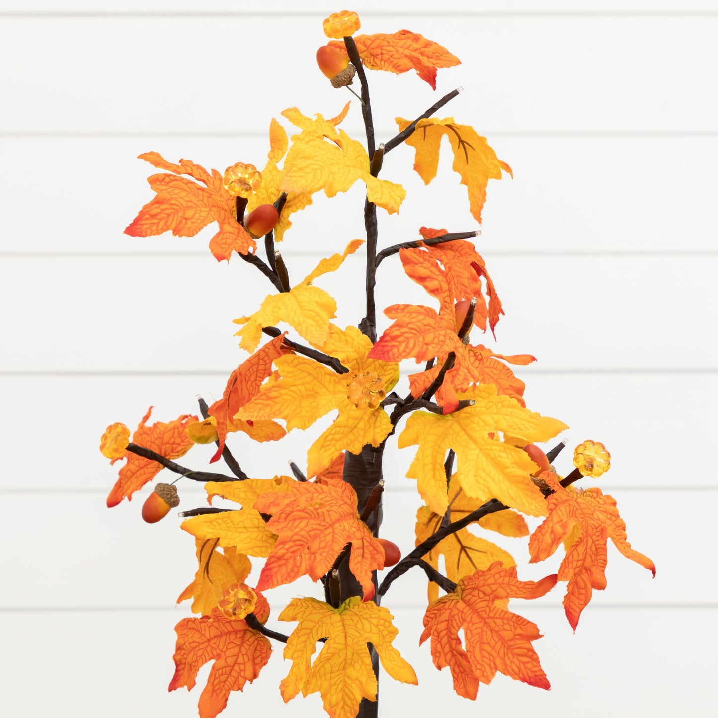 2' Pre-Lit Autumn Maple Artificial Fall Tree with 24 Warm White LED & Pumpkin Shaped Lights with Detachable Base