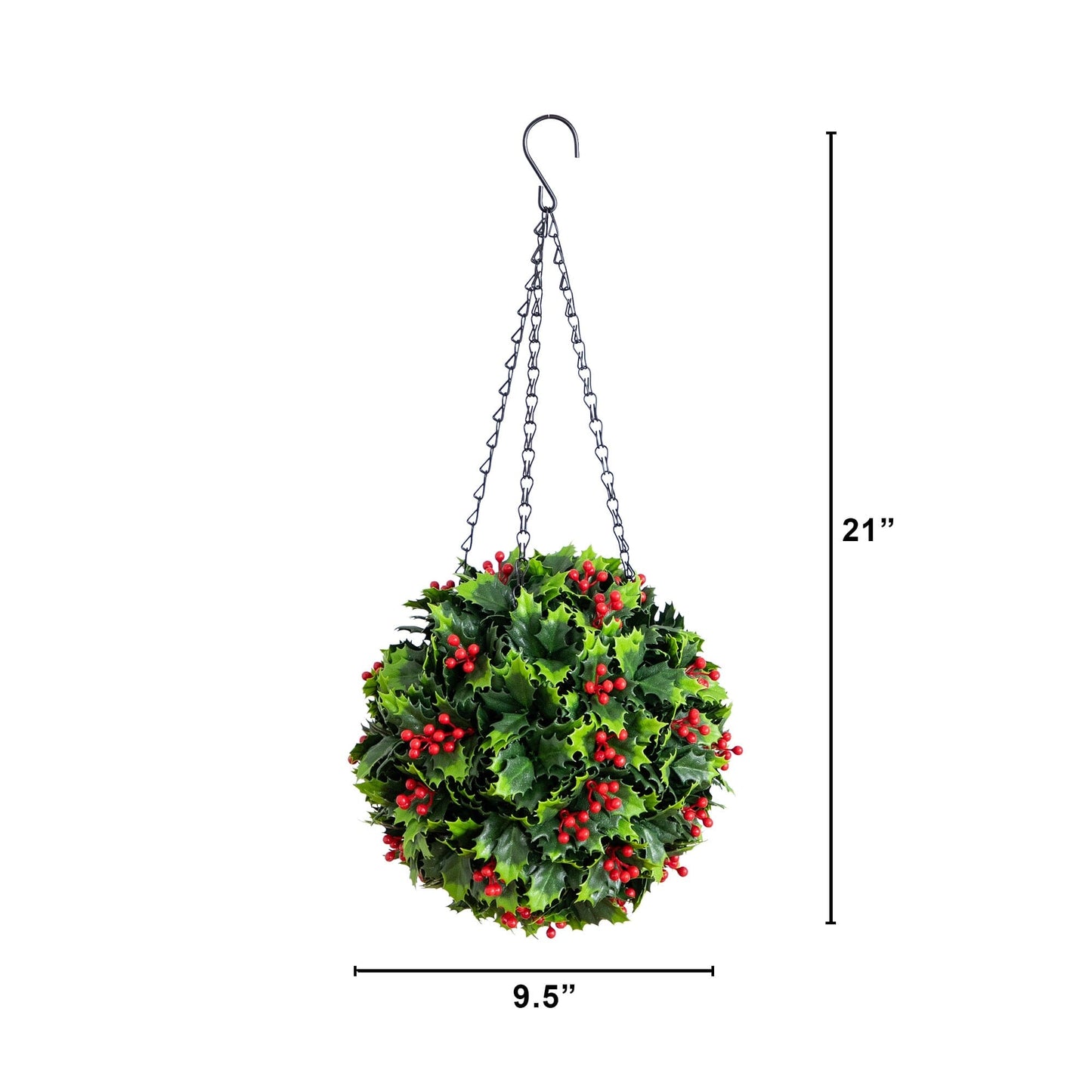 21” UV Resistant Artificial Holly Berry Christmas Hanging Ball (Indoor/Outdoor)