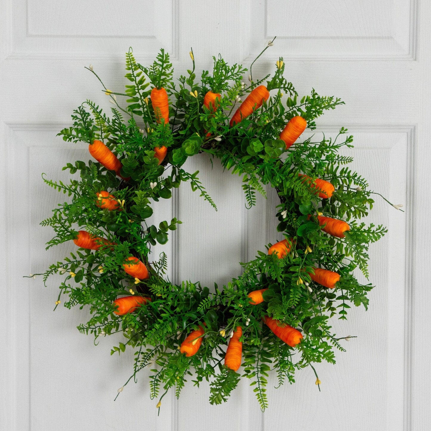22" Artificial Easter Fern and Carrots Wreath