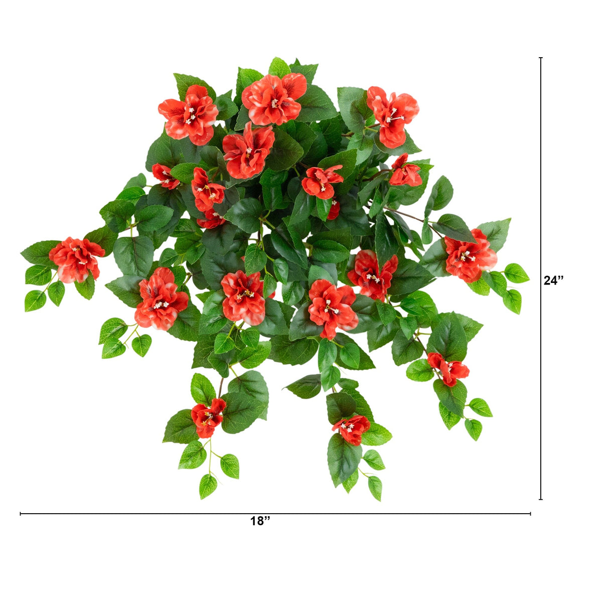24" UV Resistant Artificial Azalea Hanging Plant (Indoor/Outdoor) - Set of 3
